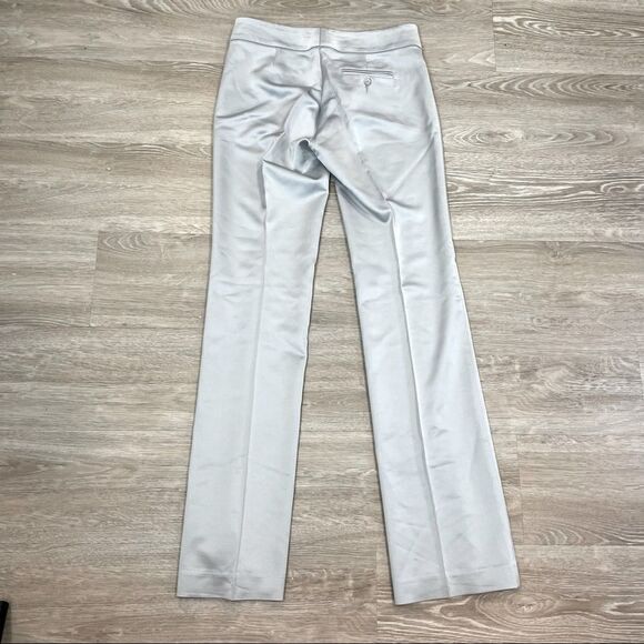 Josef Silver Color Flat front Straight pants Satin Stretchy Treasure Low Rise - Picture 3 of 9